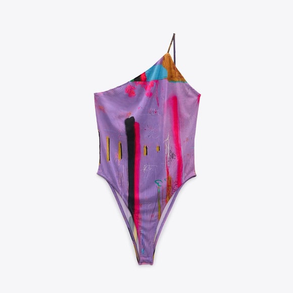 Zara Tops - ZARA @DAVID PHER PRINTED ASYMMETRIC BODYSUIT